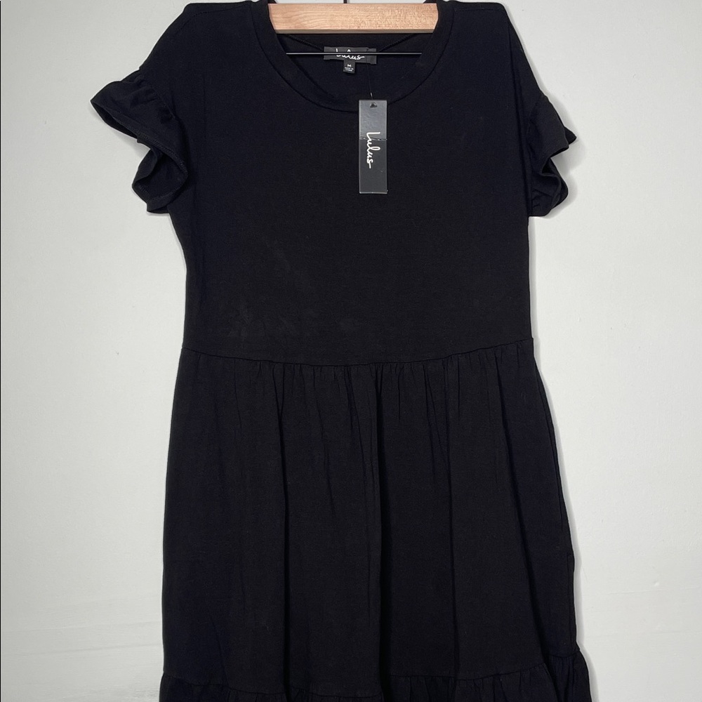 Lulu's Black Mini Dress with Ruffle Sleeves - Picture 5 of 10